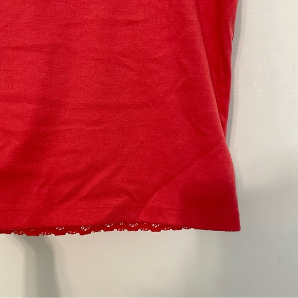 ALFRED DUNNER Coral Red Crochet Lace Overlay 1/4 Zip Zipper Short Sleeve Blouse - Picture 13 of 15